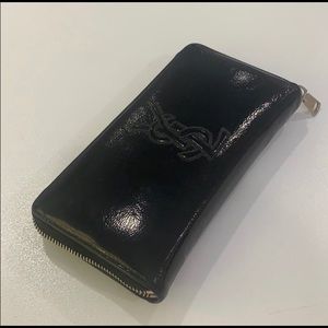 Yves Saint Laurent Black Classic Zip Around Wallet